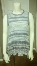 Simply Vera Wang W's Med Gray Stripe Asymmetrical Hem Flaered Tank Top Textured