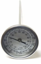 Thermometer 3" Face 12" Stem 0-250 F/C 1/2 NPT Straight Back w/Reset <946P4