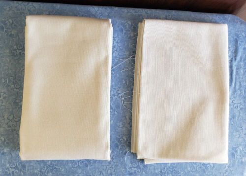 Heavy Broadcloth Upholstery fabric Cream Off-White 2 pcs 55x36, 55x58 see descr