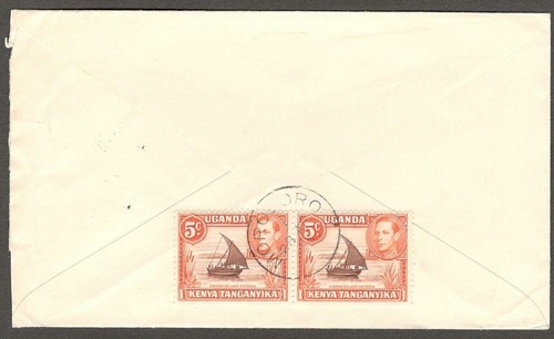 (DOP) Kenia Uganda Tanganica 1954 Visita Real FDC MOROGORO a EE. UU. - Imagen 2 de 2