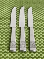 Reed & Barton HARVEST BOUQUET Stainless 3 Dinner Knives 18/10 Glossy Flatware