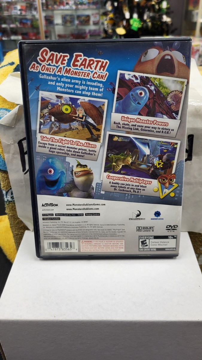 DREAM WORKS MONSTERS VS ALIENS PS2 SONY PLAYSTATION 2 VIDEO GAME
