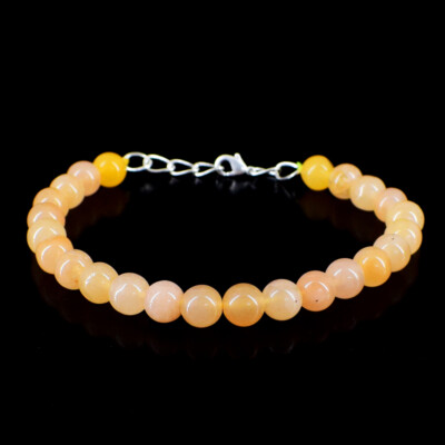 90,00 kt Natürliches 7 Zoll Lang Orange Aventurin Runde Form Perlen Armband NK 61E72