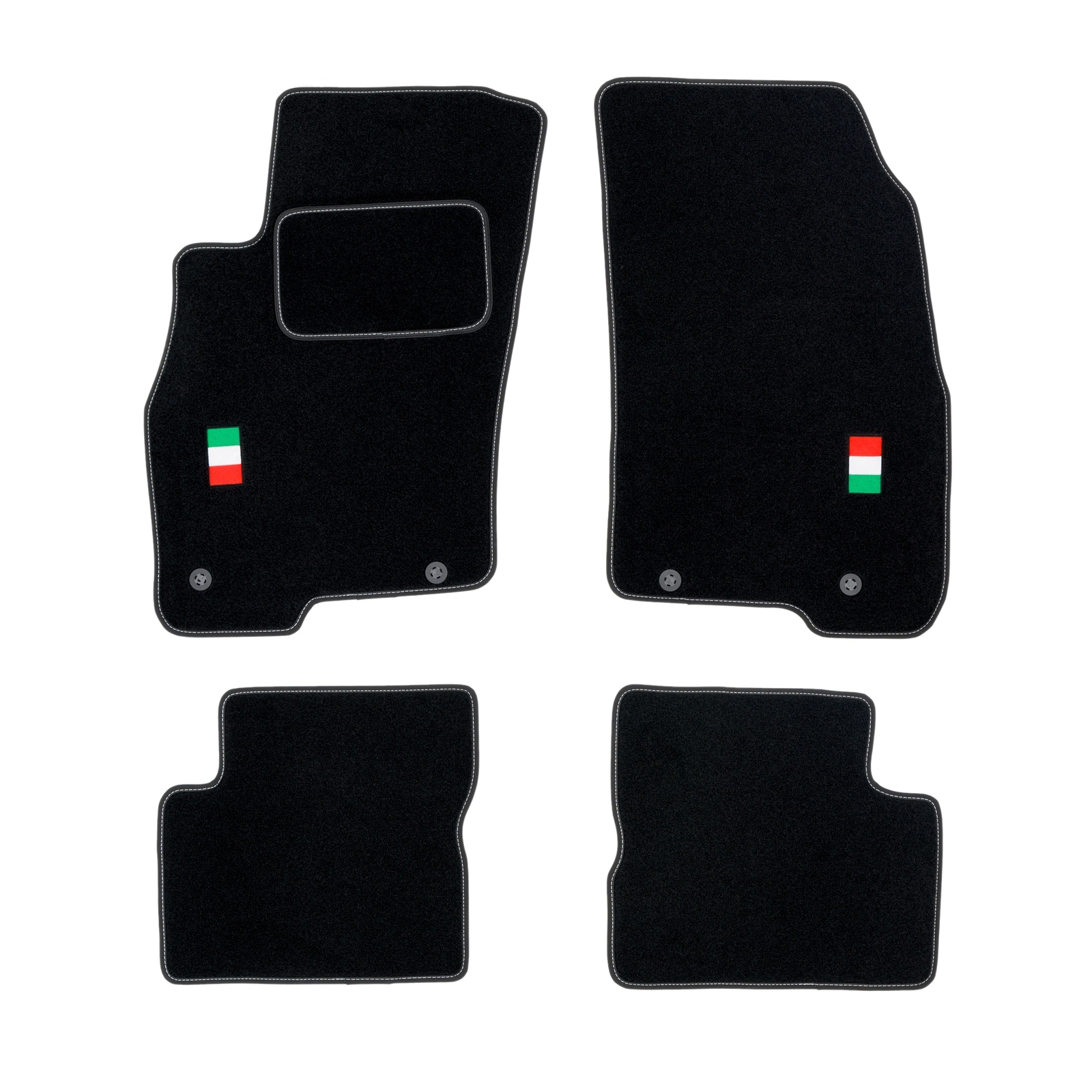Tapis de sol en velours noir antidérapant avec drapeau italien pour Alfa Romeo Mito