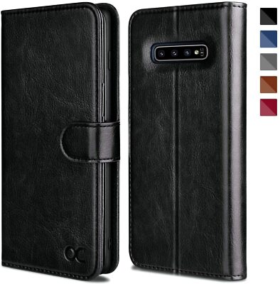 Samsung Galaxy S10 Case Leather Flip Wallet Case for Galaxy S10 Devices  (Black) 887276320649|
