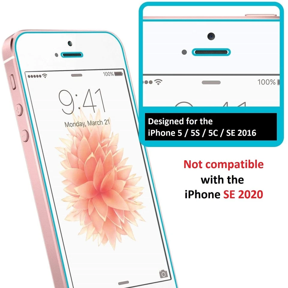 Tempered Glass Screen Protector for iPhone SE 2016 / 5/5S/5C & iPod Touch 5 6 7 - Image 2 of 4