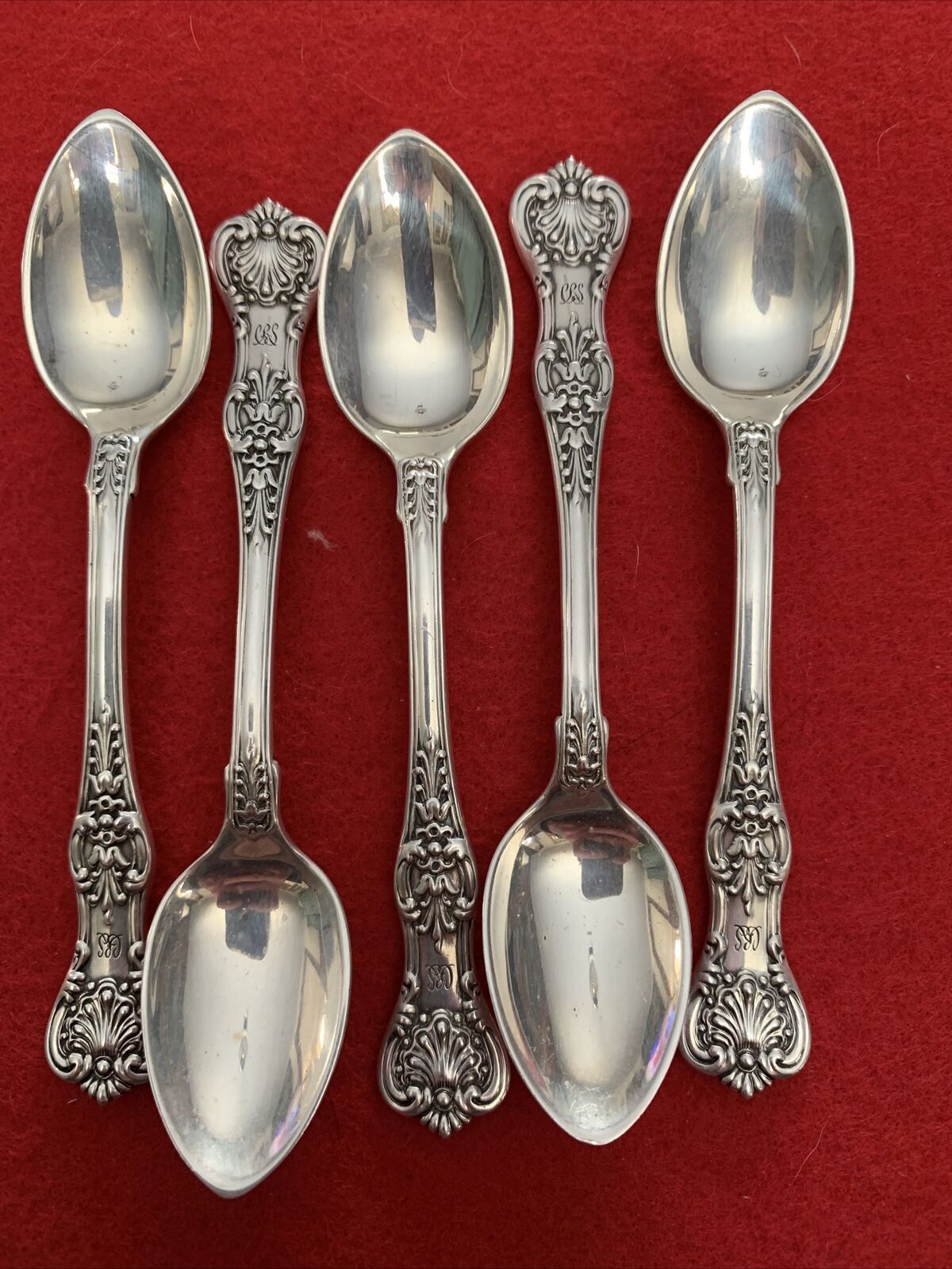 Sterling Silver Tiffany English King Pattern Demitasse Spoons Set Of 5