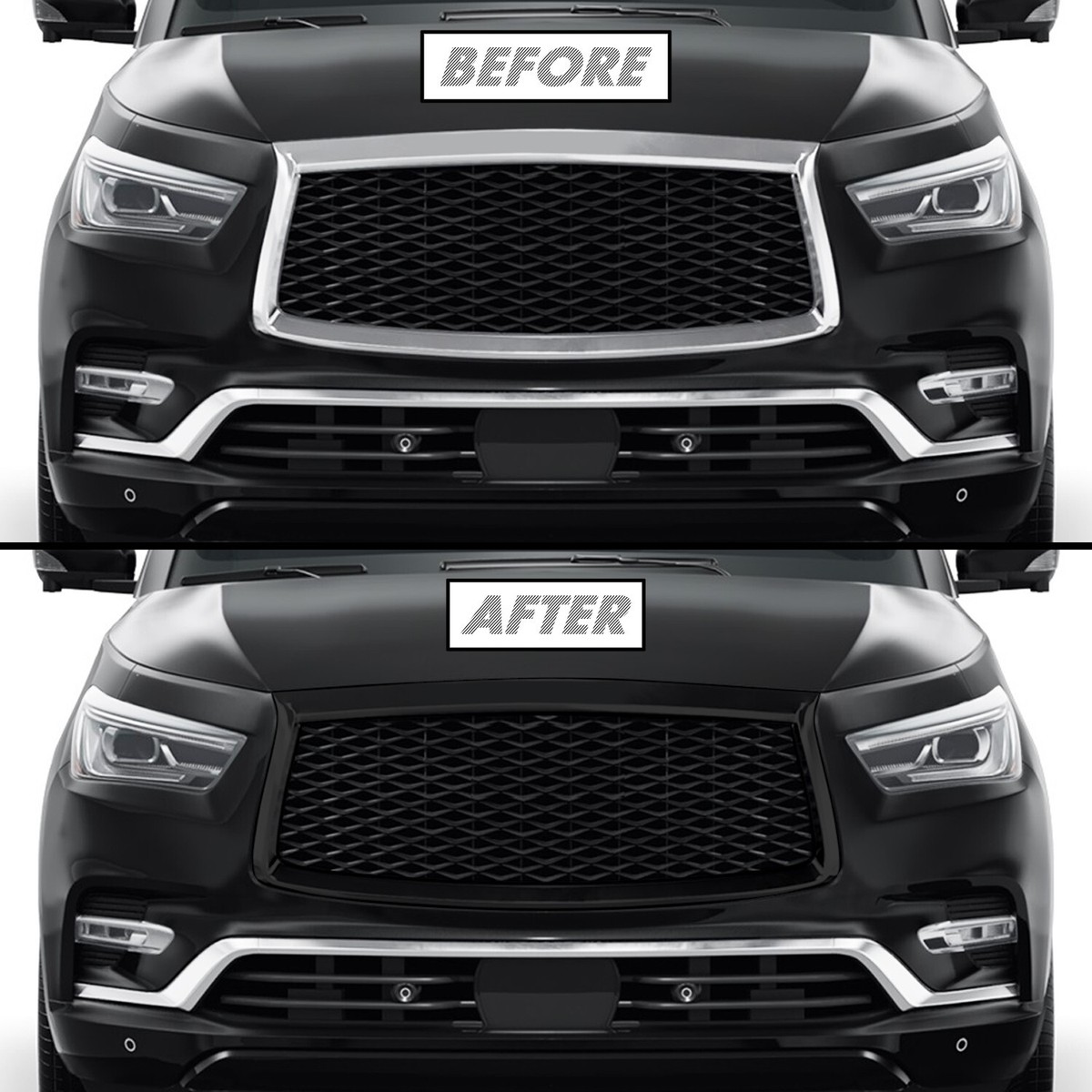 Chrome Delete Blackout Vinyl for 2018-24 Infiniti QX80 Grill Trim