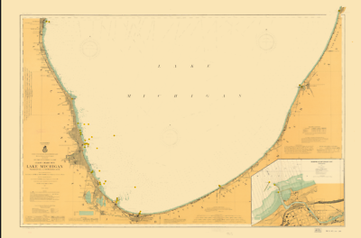 #ad Lake Michigan Map South Haven Chicago New Buffalo SW Michigan $45.00