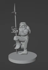 Dwarf Male Monk with Halberd 28mm Scale DND D&D Tabletop Miniature
