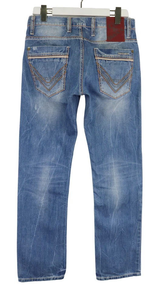 Bigotes Cipo & Baxx para hombre W30/L32 azul desteñido botón recto mosca Foto 2 de 4