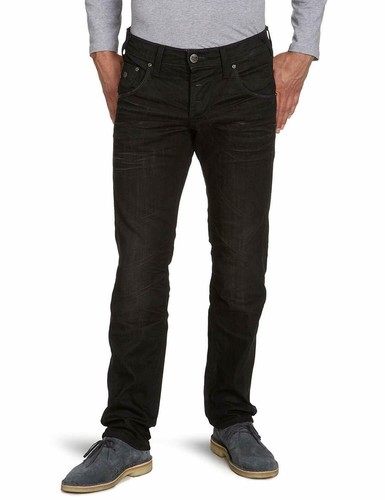 Energie Jeans Mens 30 x 30 Burney Straight Slim Blue Jeans Button Fly Black W30