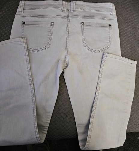 12 Jeans stretch light blue faded skinny slim Leg diamonte studs