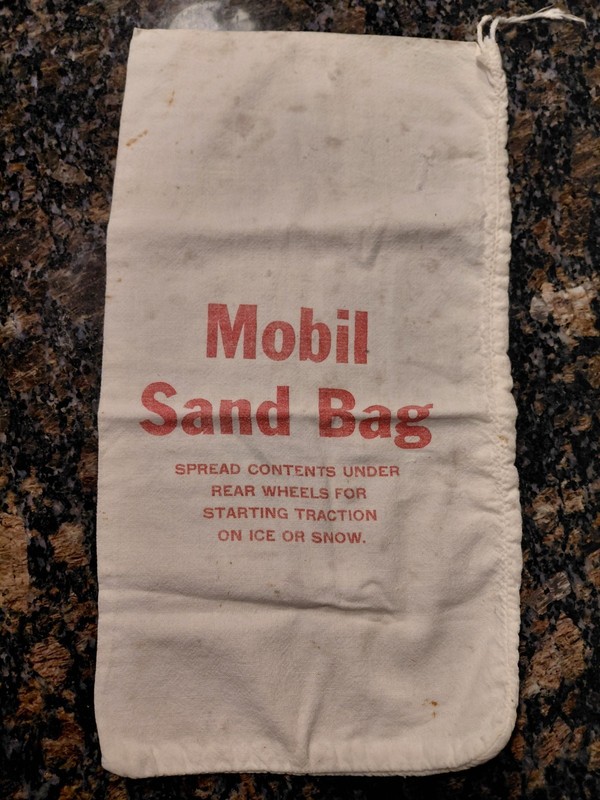 Vintage Mobil Oil Gas Sand Bag 16" X 9"