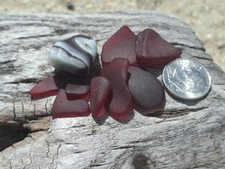 Genuine Surd Tumbled Seaglass & A Unigue Stone- Reds/deep
