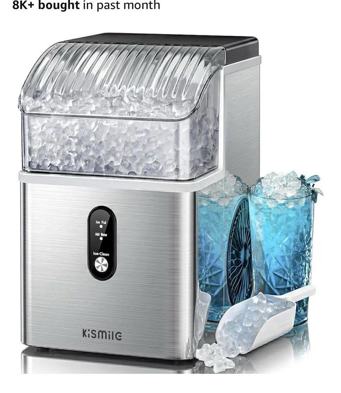 Kismile Nugget Ice Maker – 35 lbs/Day, Self-Cleaning, Portable, Countertop