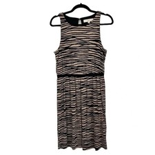 Ann Taylor LOFT Women s Zebra Tan Black Midi Sleeveless Dress Size M GUC