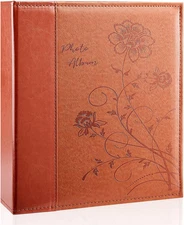 Photo Album 8X10 Clear Pages Pockets Leathe Cover Slip Slide in Photo Album Hold