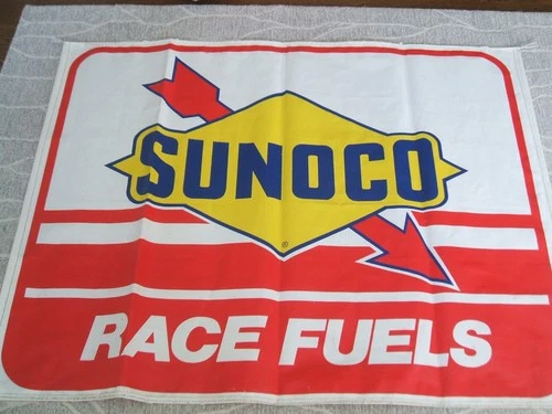 Vintage Sunoco Race Fuels Vinyl Banner About 59" x 46", Used