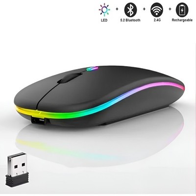 Rechargeable RGB Wireless Mouse Bluetooth & 2.4GHz for PC Laptop iPad