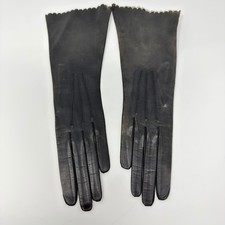 Vintage French Black Leather Kid Opera Gloves Women's 6.5 Made in France