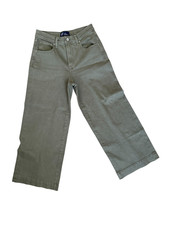 Gap Women  s Olive High Rise Wide Leg Cropped Denim Jeans Minimalist Sz 4