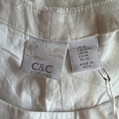 C&C California Linen Blend Embroidered Sleeveless Shift Dress White  Multicolor M | eBay