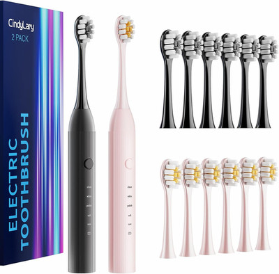 2 Pack Electric Toothbrush Set, Comes with 12 Brush Heads & 2 Electric Toothbrus
