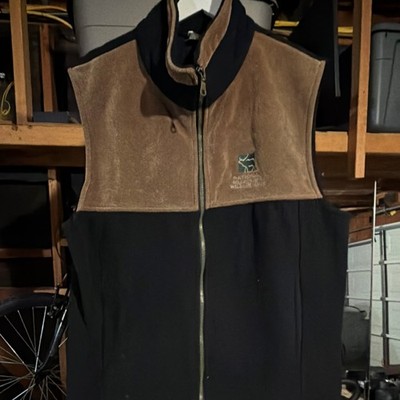 Vintage Anywear National Museum of Wildlife Men's Brown Full Zip Vest XL Logo