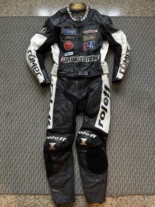 Roleff Leathers Motorcycle Road Race Suit 2 PC Full Zip Armor Rare Import Eur 50