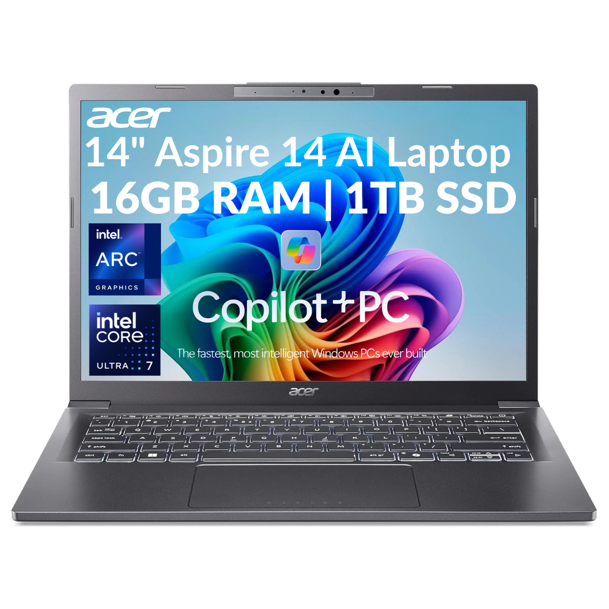 Acer Aspire 14 AI Laptop IntelCoreUltra7 256V+ARC 16GB RAM 1TB SSD
