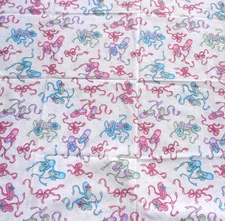 Daisy Kingdom Ballet Slippers All Over Ballerina Fabric SPARKLE Pink Blue Cotton