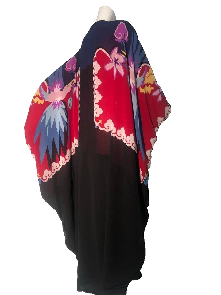 De Colección Muy Vollbracht Cocoon Kimono Doble Gasa Artístico Deco Pájaros Años 80 Talla Única Foto 2 de 4