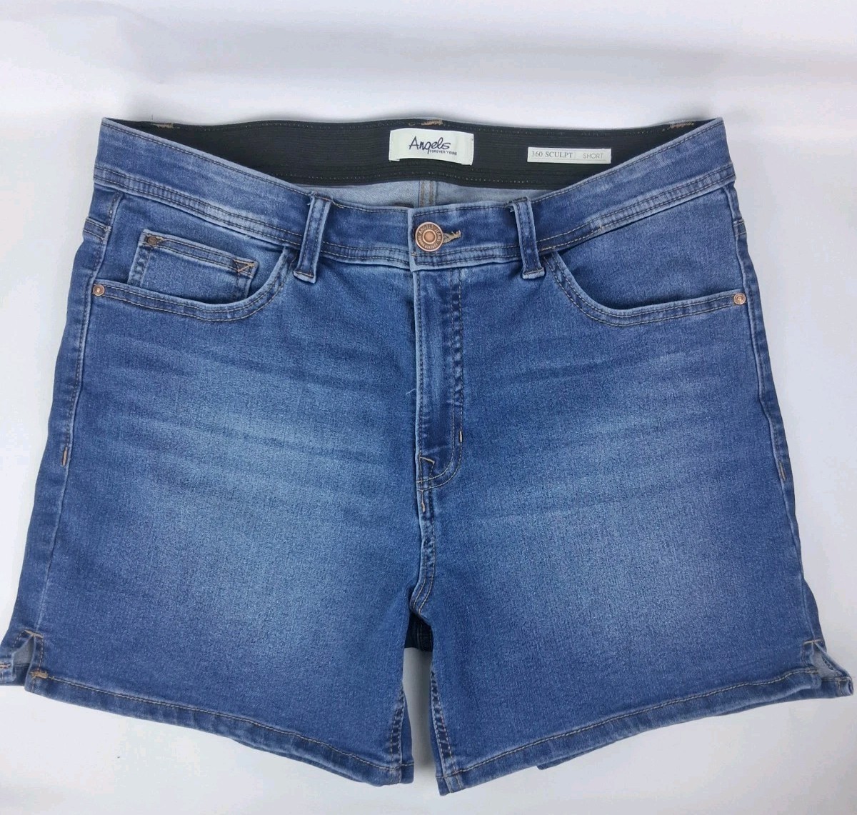 Angels Forever Young 360 Sculpt Denim Slimming Mid-Rise Shorts Woman's Size 14