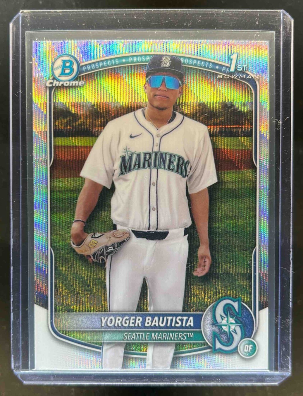 2025 Bowman Chrome Yorger Bautista Wave Refractor 1st Prospect #/100 Mariners