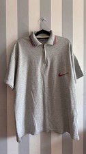 Vintage 90s Nike Made in USA 1/4 Zip Polo Shirt Grey Red Swoosh Size L