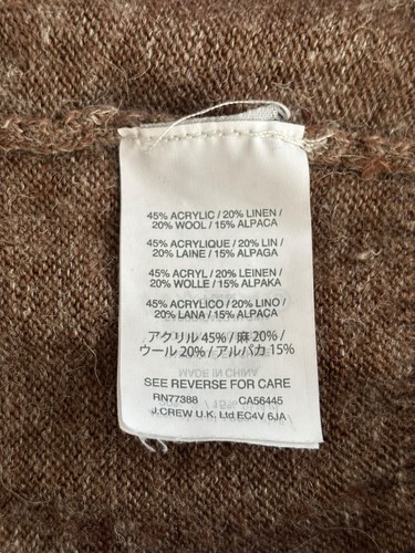 J.CREW Sweater Mens Medium Dark Brown Alpaca Wool Linen Blend Crew Long Sleeve - Picture 4 of 8