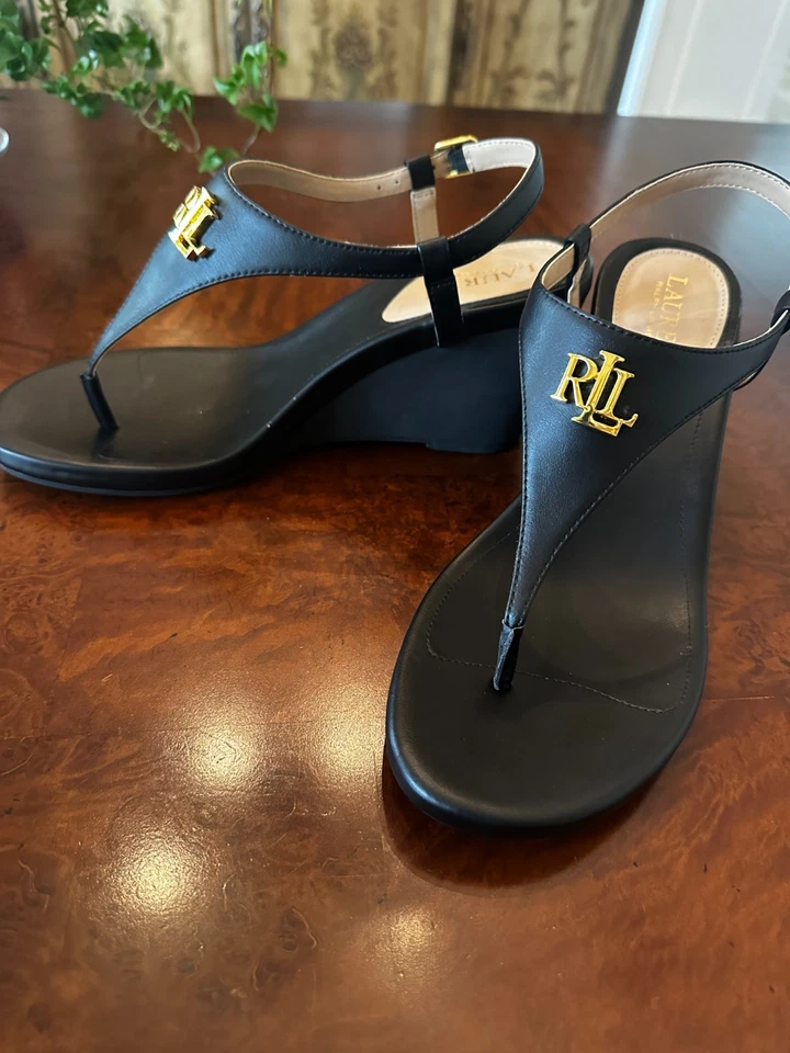 Sandalias de cuña Lauren Ralph Lauren para mujer con logotipo Jeannie 9,5 Foto 2 de 4