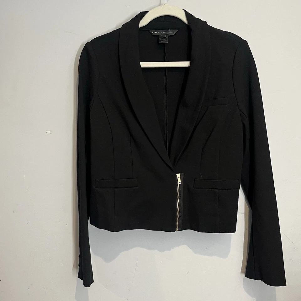 Женская черная куртка Marc By Marc Jacobs на золотой молнии M причудливая готическая праздничная - Изображение 2 из 4