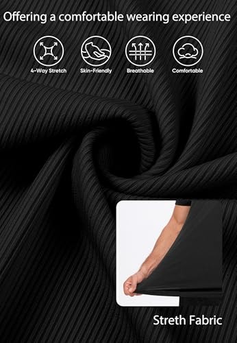 Men's Muscle V-Neck T Shirt Short Sleeve Longline Ribbed Henley Shirt Gym
