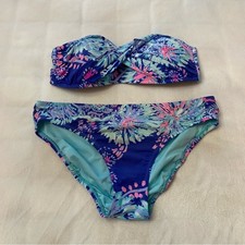 Lilly Pulitzer Twilight Blue Cay Twist Bandeau Bikini Set Size 4 - 2935