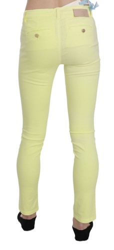 PINKO Pantalones Casual Ajustados De Cintura Baja De Algodón Amarillo - Imagen 3 de 4