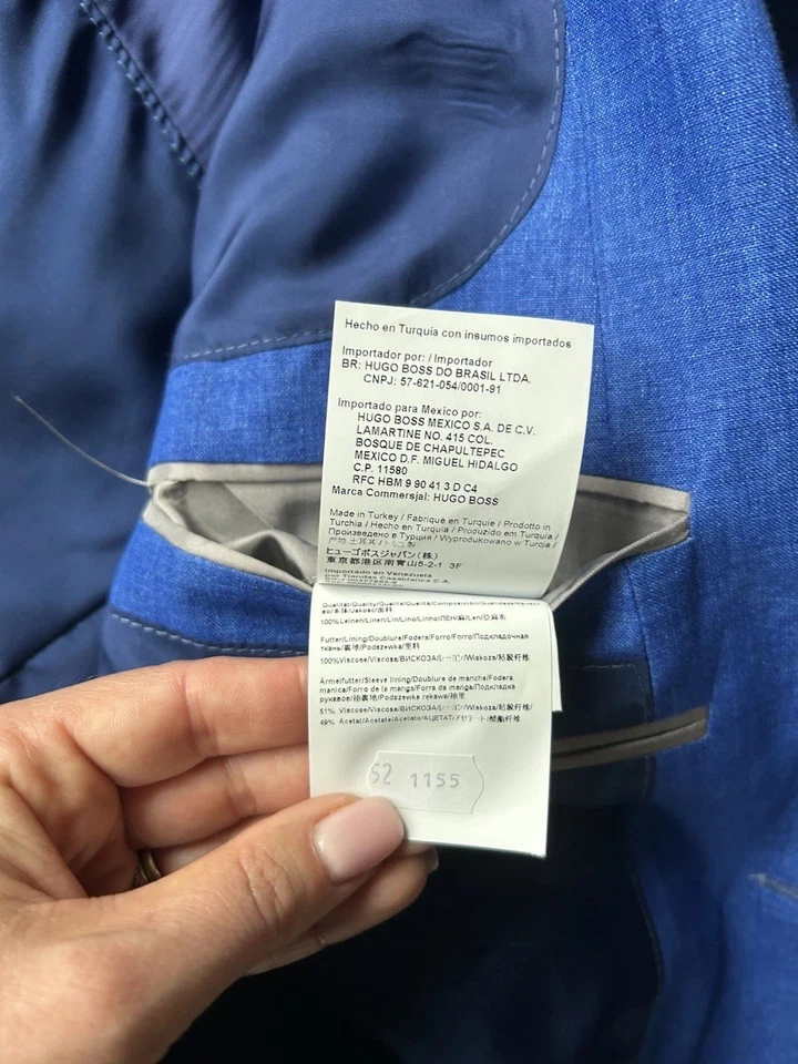 Casaco esportivo masculino Hugo Boss jaqueta azul 100% linho puro blazer 42R colorido preppy - Imagem 4 de 4