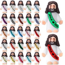 25 Jesus Figures Mini Rubber Toys for Christmas, Baptism, Sunday School Favors