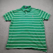 Polo Ralph Lauren Polo Shirt Mens Large Green Striped Short Sleeve Pony
