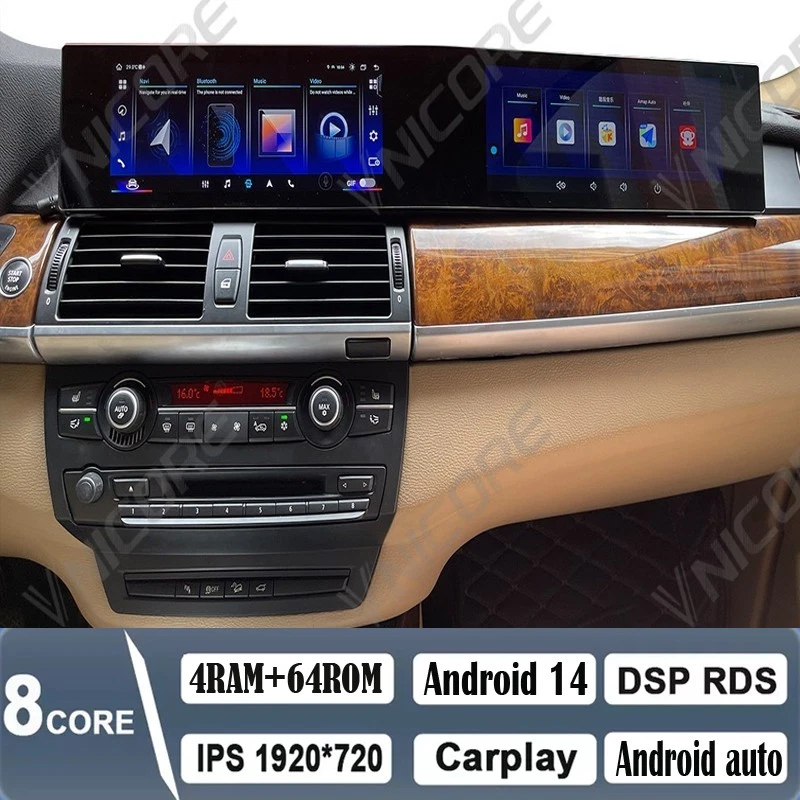 Radio coche pantalla doble Android 4G 12,3"" para BMW X5 X6 E70 E71 2007-2013 Carplay  Foto 2 de 4