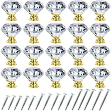 Dresser Drawer Cabinet Knobs 30Mm Diamond Shaped Crystal Glass Knobs Pulls for K
