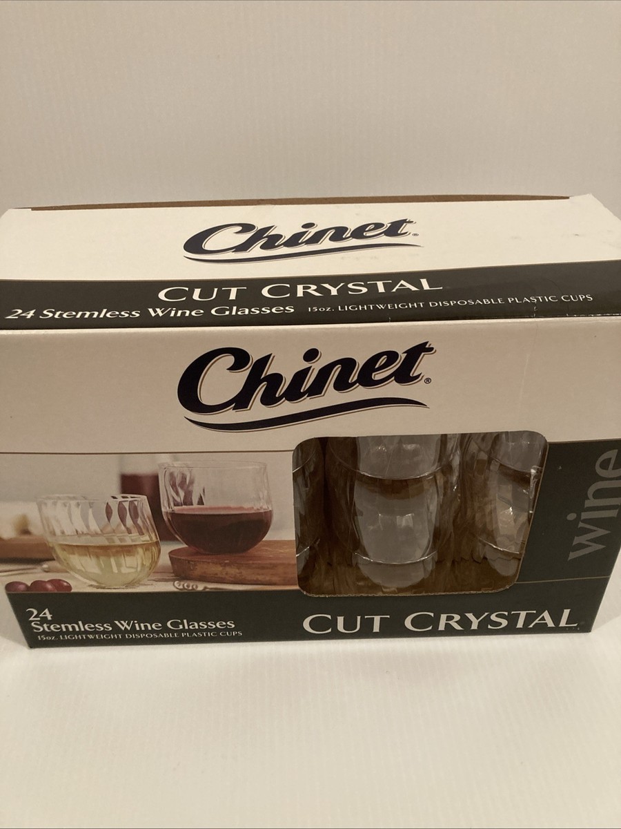 Chinet Cut Crystal 15 oz. Stemless Wine Glasses 24 Count Box | eBay