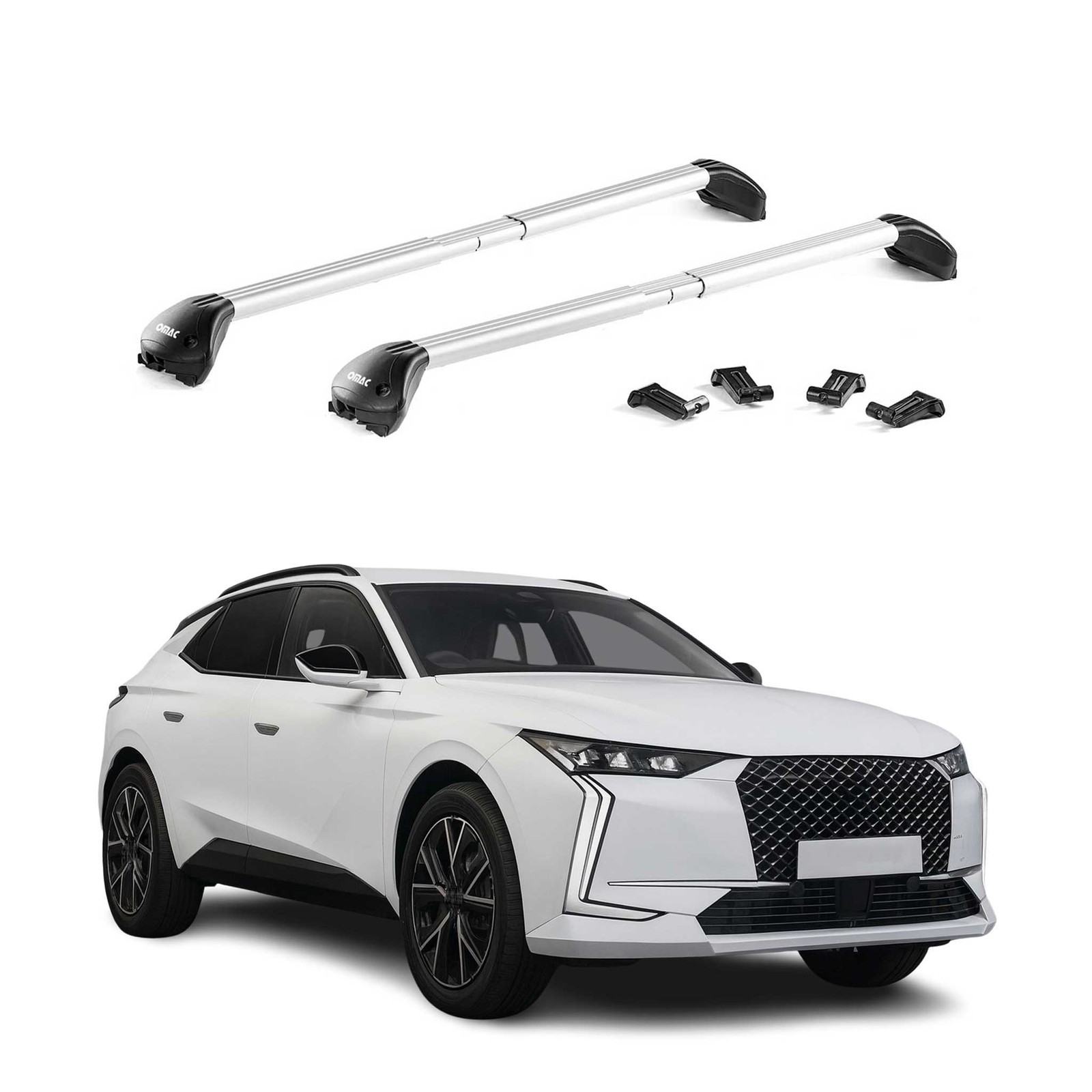 Barres de toit haut de gamme en aluminium gris argenté pour DS 4 Cross 2021-2026 avec ABE