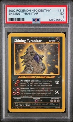 PSA 5 EX Shining Tyranitar Neo Destiny Holo Rare Pokemon Card 113